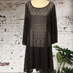 MIRACLESUIT, Black Lace Cut swim cover up A-LINE Dress NWT size M